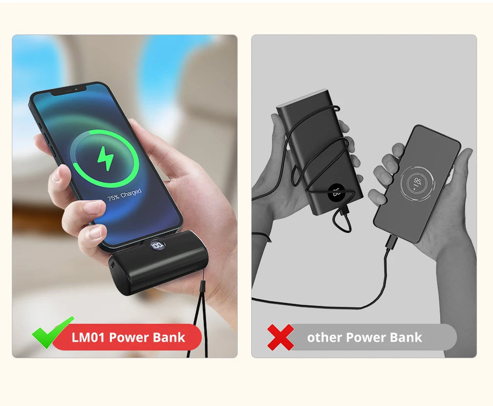 Portable Charger with Built-in Plug - PD Fast Charging