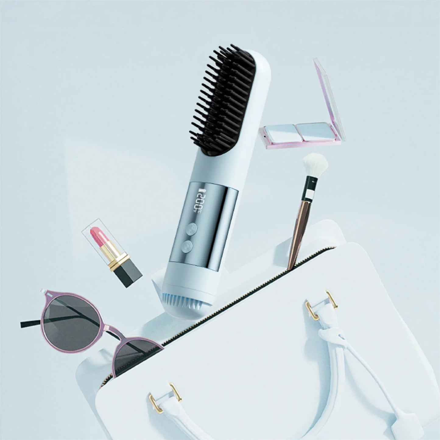 Cordless Hair Straightening Brush - USB Rechargeable
