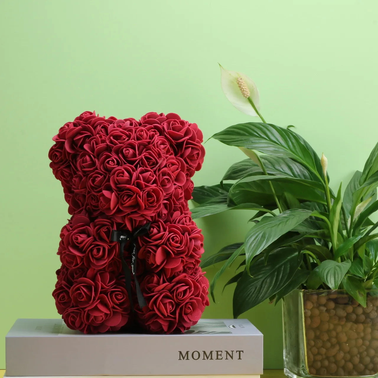 Eternal Rose Teddy Bear (Artificial) — Mom Gift & Room Decor