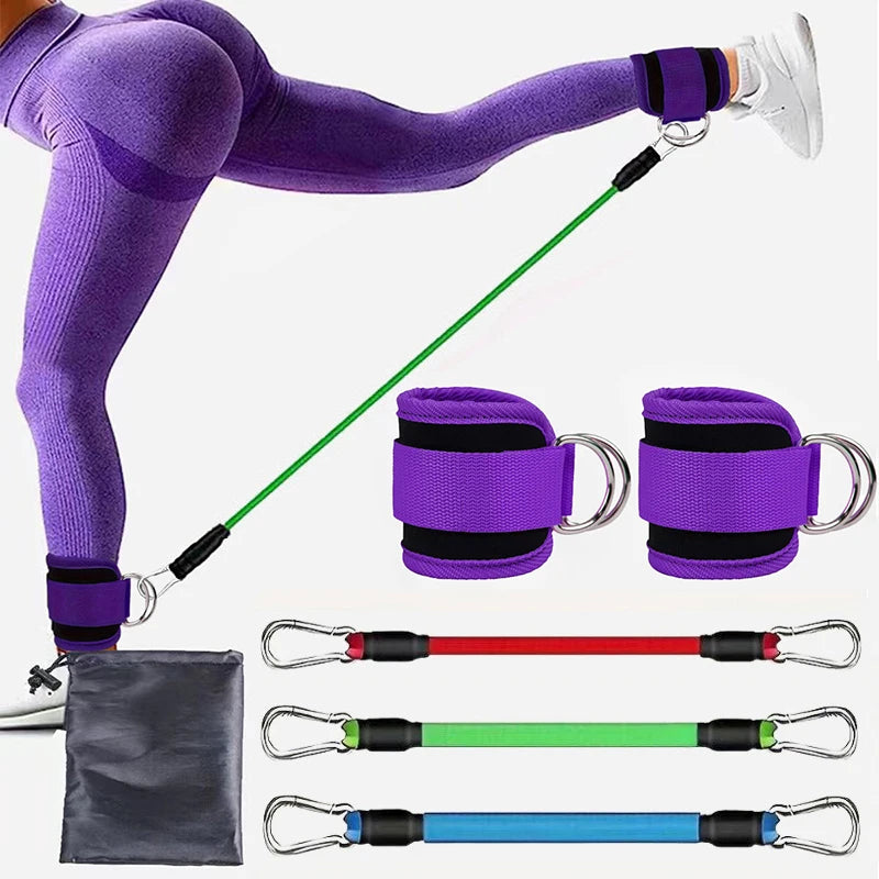 Resistance Band Set (Ankle Straps, Fitness Yoga Elastic Bands for Home Gym)