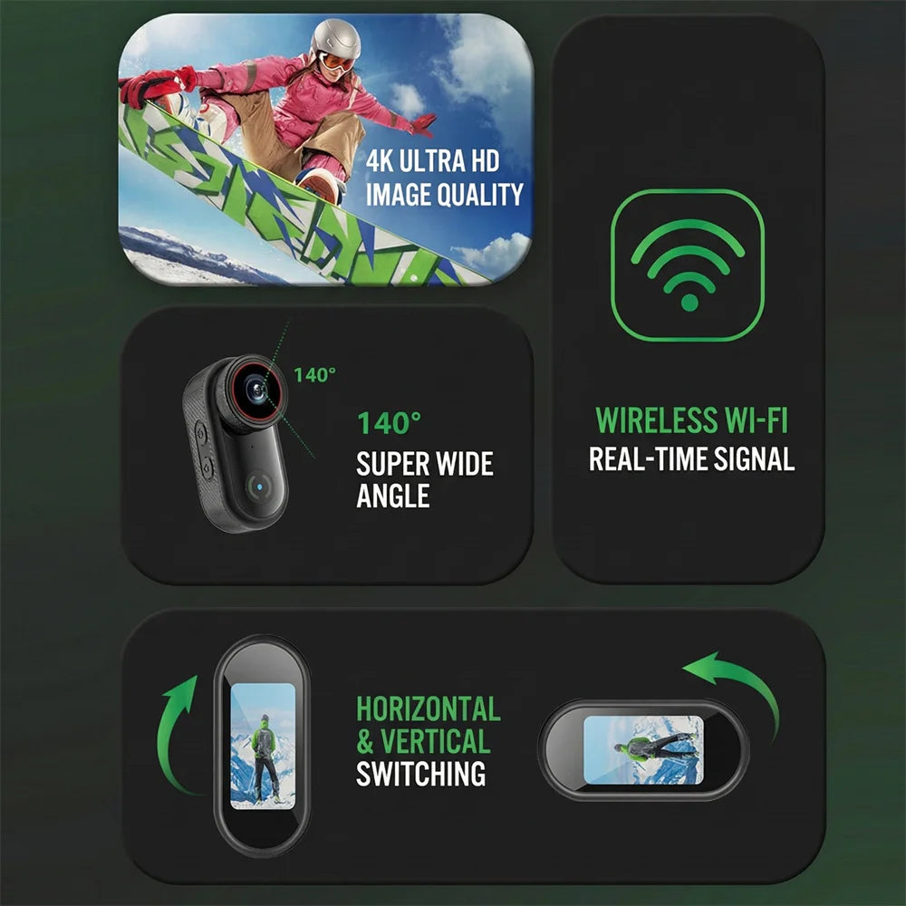 4K Magnetic Thumb Action Camera with Screen