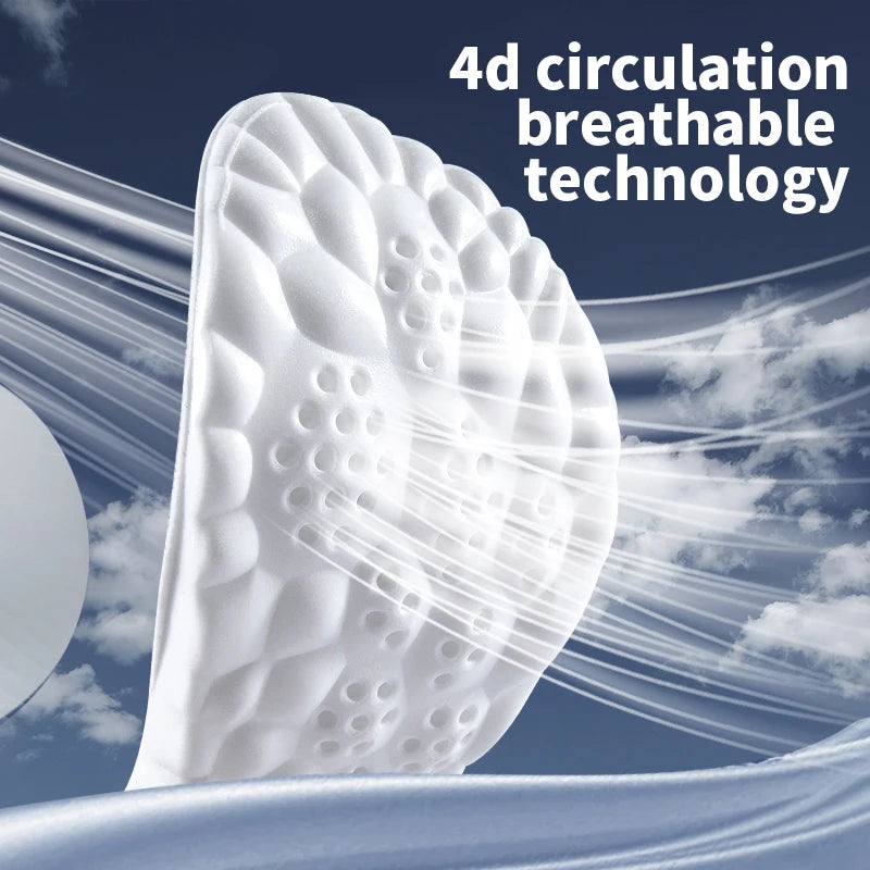 4D Cloud Sports Insoles (PU, Shock Absorbing, Breathable) — Running & Orthopedic Care
