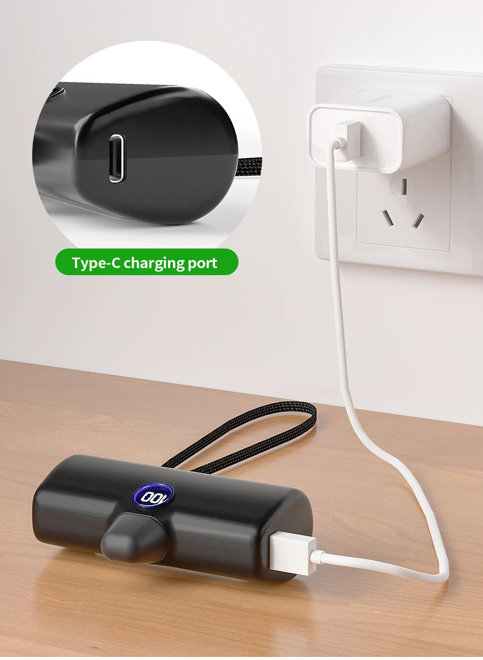 Portable Charger with Built-in Plug - PD Fast Charging