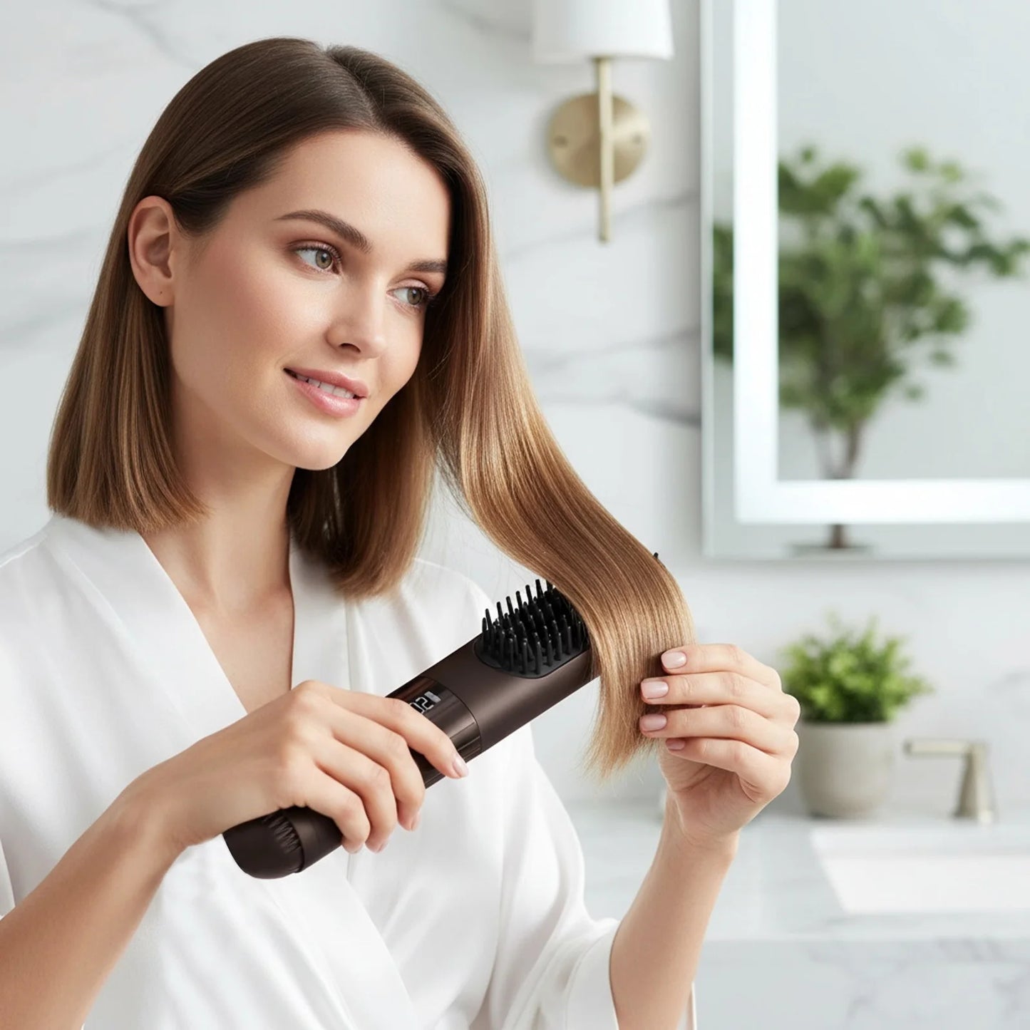 Cordless Hair Straightening Brush - USB Rechargeable