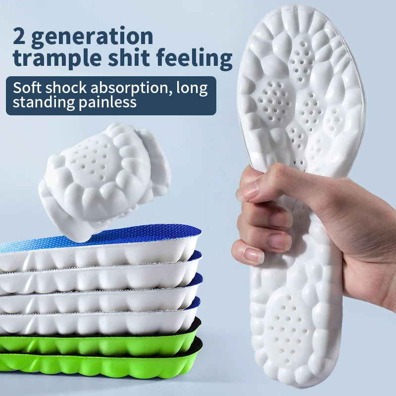 4D Cloud Sports Insoles (PU, Shock Absorbing, Breathable) — Running & Orthopedic Care