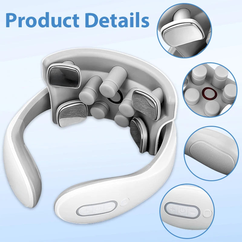 Electric Neck & Shoulder Massager (TENS Pulse + Heating, Hot Compress)