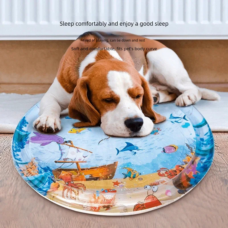 Sensory Water Play Mat for Cats - Interactive PVC Ocean Fish Toy