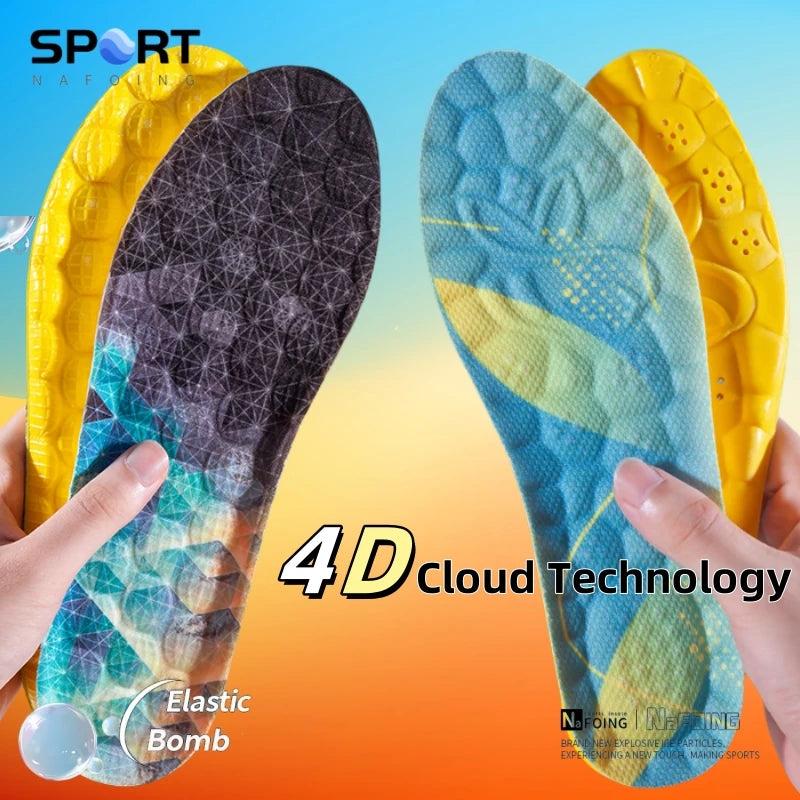 4D Cloud Sports Insoles (PU, Shock Absorbing, Breathable) — Running & Orthopedic Care