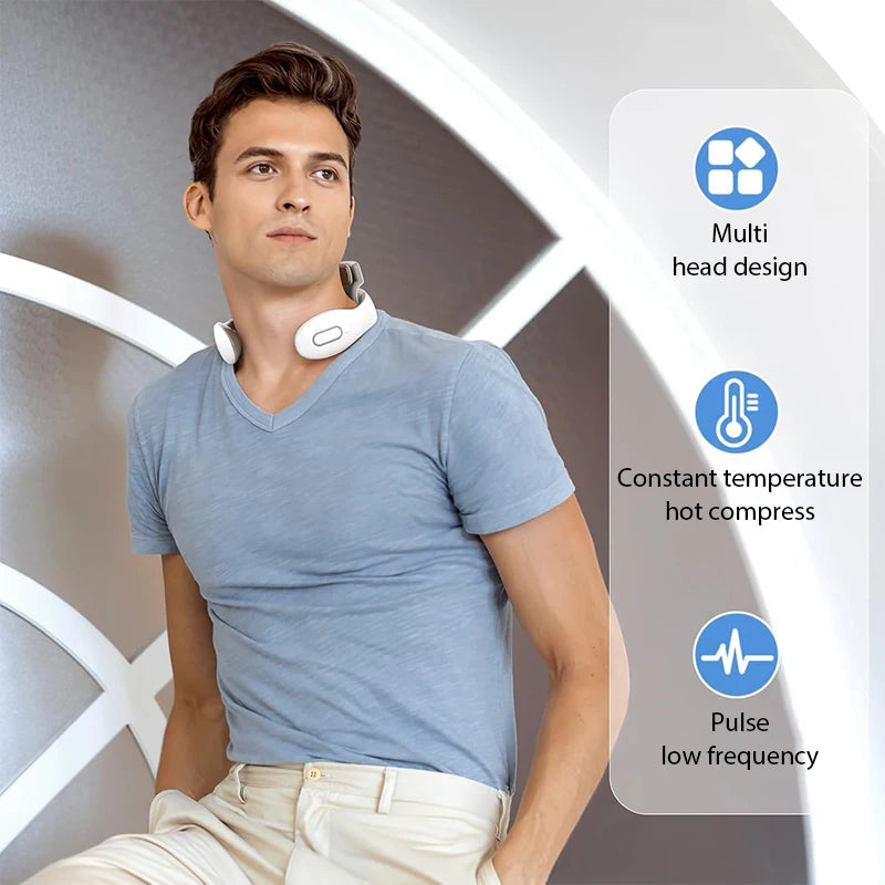 Electric Neck & Shoulder Massager (TENS Pulse + Heating, Hot Compress)