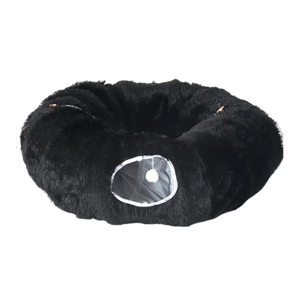 Washable Plush Cat Tunnel Bed - Donut Style