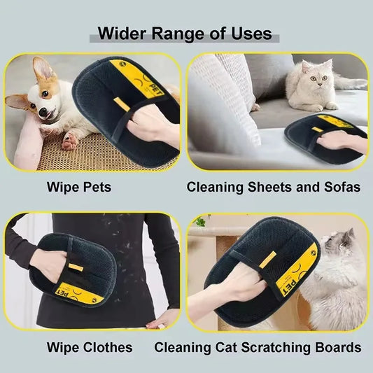 2-in-1 Reusable Pet Hair Remover Glove & Lint Roller Brush