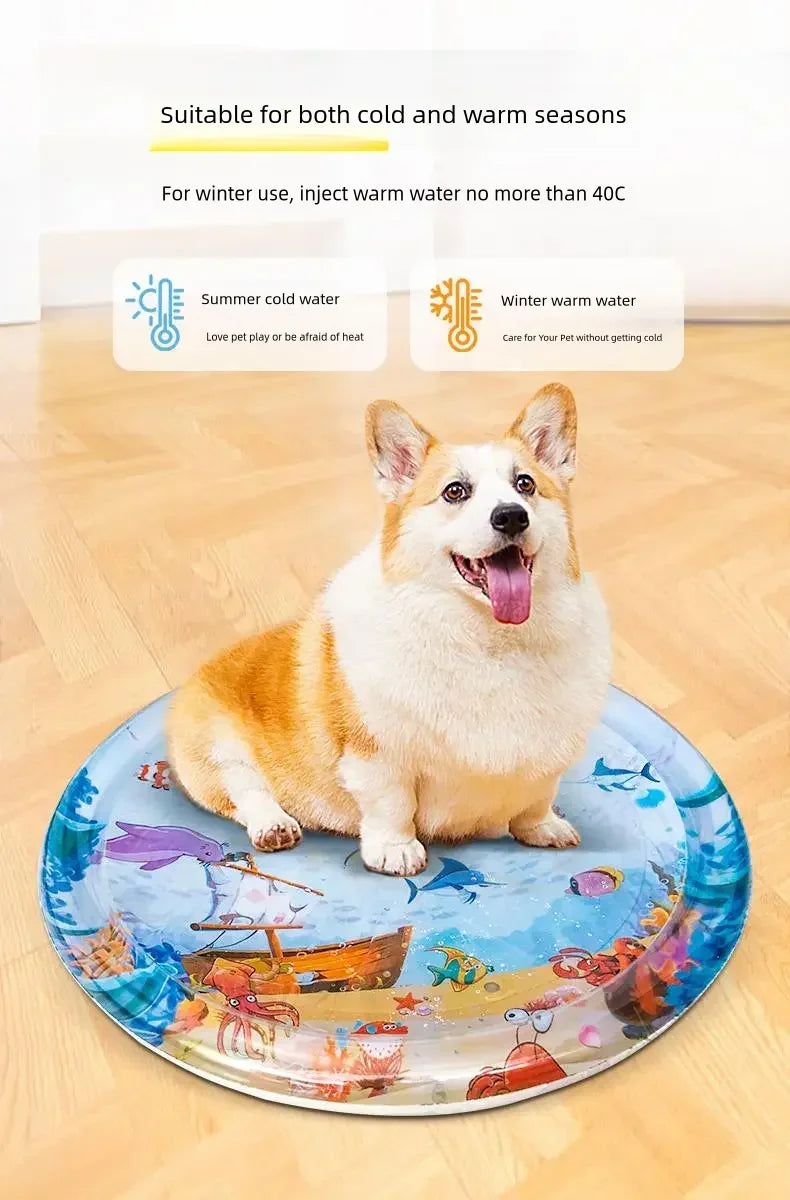 Sensory Water Play Mat for Cats - Interactive PVC Ocean Fish Toy