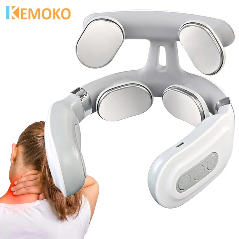 Electric Neck & Shoulder Massager (TENS Pulse + Heating, Hot Compress)