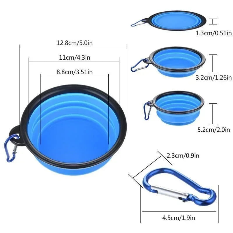 350ML Foldable Silicone Pet Travel Bowl with Carabiner