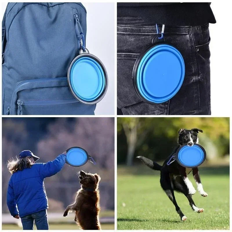 350ML Foldable Silicone Pet Travel Bowl with Carabiner