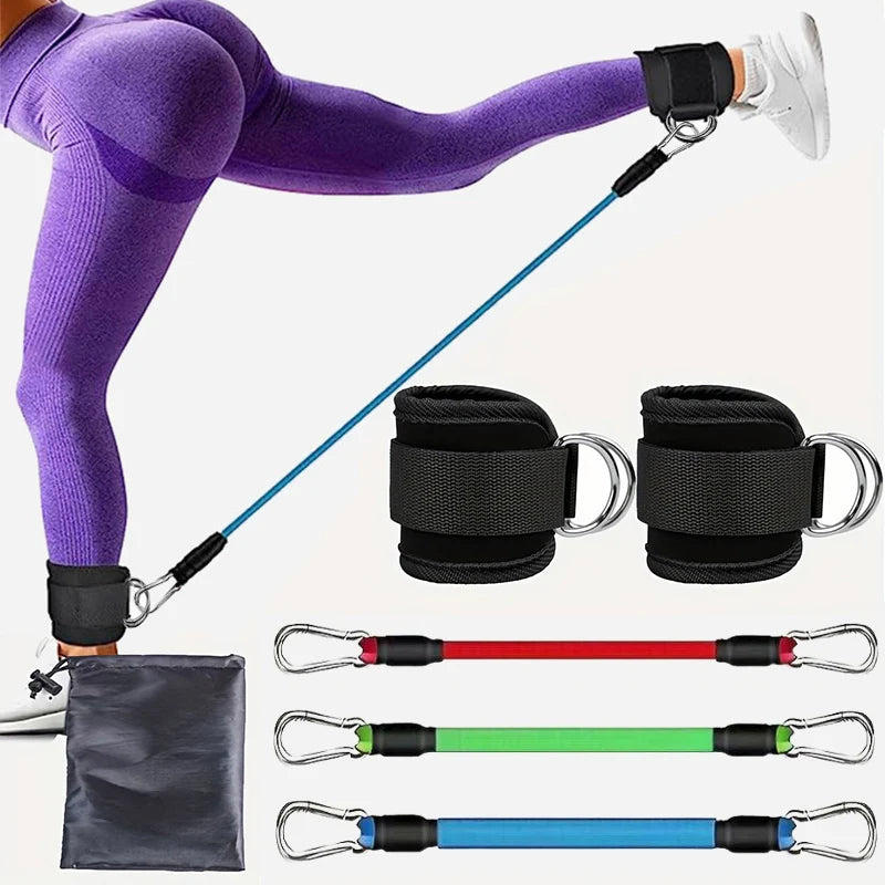 Resistance Band Set (Ankle Straps, Fitness Yoga Elastic Bands for Home Gym)