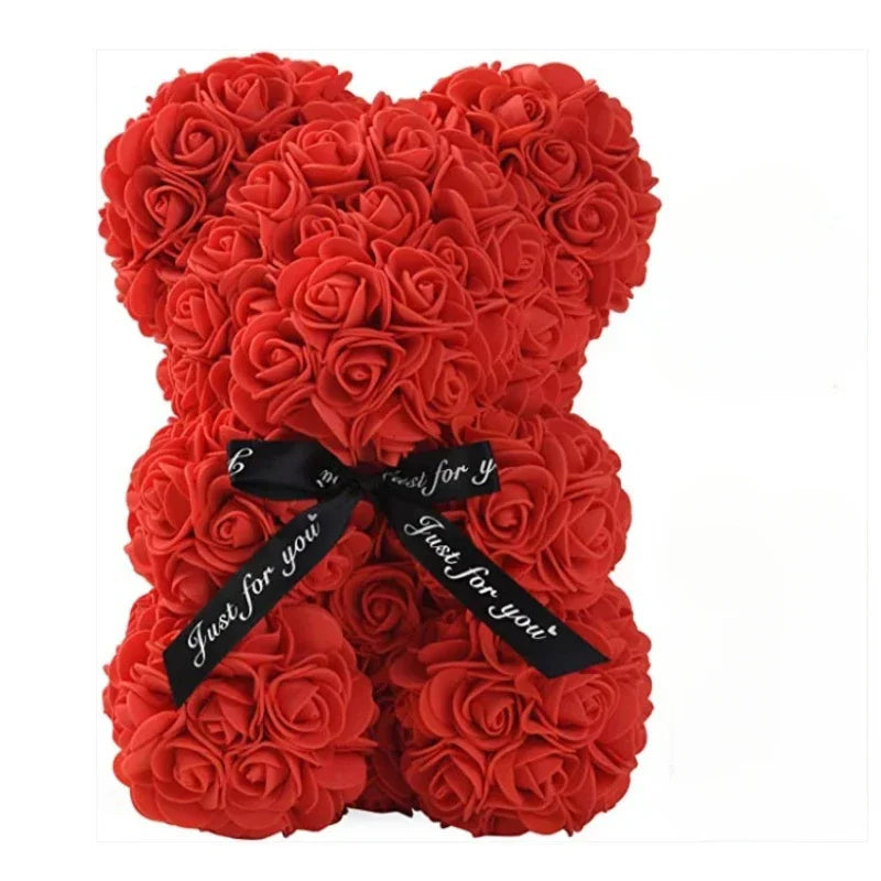 Eternal Rose Teddy Bear (Artificial) — Mom Gift & Room Decor
